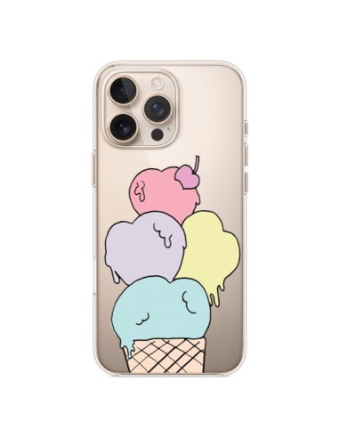 Coque iPhone 16 Pro Max Ice Cream Glace Summer Ete Coeur Transparente - Claudia Ramos