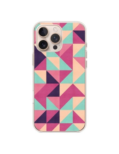 Coque iPhone 16 Pro Max Azteque Triangle Rose Vert - Eleaxart