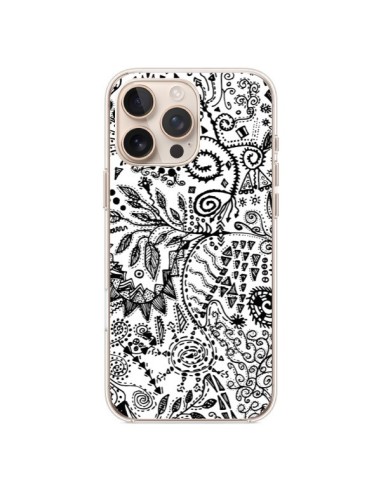 Cover iPhone 16 Pro Max Azteco Bianco e Nero - Eleaxart