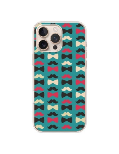 Coque iPhone 16 Pro Max Hipster Moustache Noeud Papillon - Eleaxart