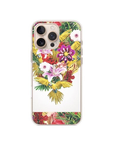 Coque iPhone 16 Pro Max Parrot Floral Perroquet Fleurs - Eleaxart