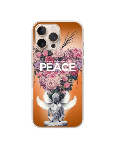 Coque iPhone 16 Pro Max Peace Fleurs Buddha - Eleaxart