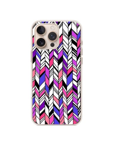 Coque iPhone 16 Pro Max Graphic Azteque Rose Violet - Léa Clément