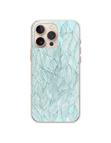 Coque iPhone 16 Pro Max Courbes Meandre Bleu Vert Nuageux - Léa Clément