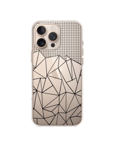 Coque iPhone 16 Pro Max Lignes Grille Grid Abstract Noir Transparente - Project M