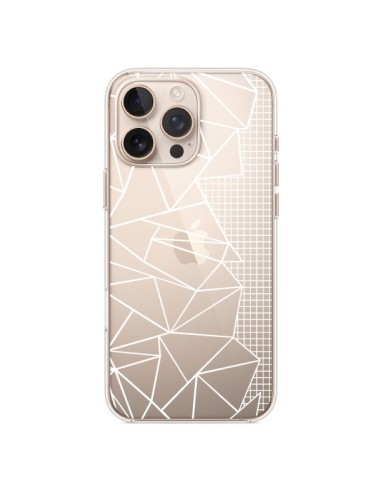 Coque iPhone 16 Pro Max Lignes Grilles Side Grid Abstract Blanc Transparente - Project M