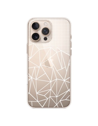 Coque iPhone 16 Pro Max Lignes Grilles Grid Abstract Blanc Transparente - Project M