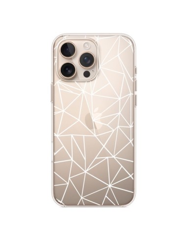 Coque iPhone 16 Pro Max Lignes Triangles Grid Abstract Blanc Transparente - Project M