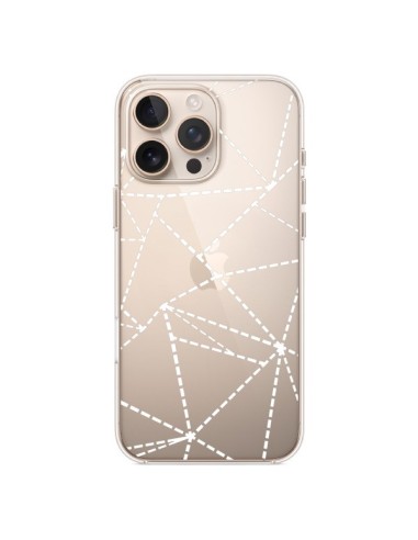 Coque iPhone 16 Pro Max Lignes Points Abstract Blanc Transparente - Project M