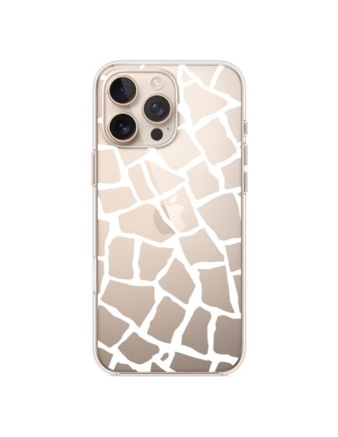 Coque iPhone 16 Pro Max Girafe Mosaïque Blanc Transparente - Project M