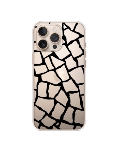 Coque iPhone 16 Pro Max Girafe Mosaïque Noir Transparente - Project M