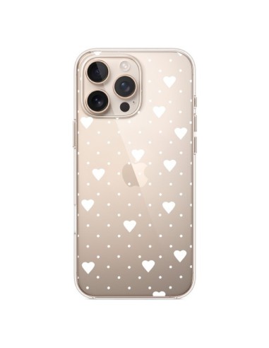 Cover iPhone 16 Pro Max Punti Cuori Bianco Trasparente - Project M