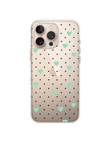 Coque iPhone 16 Pro Max Point Coeur Mint Bleu Vert Pin Point Heart Transparente - Project M