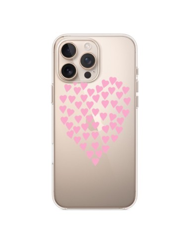 Coque iPhone 16 Pro Max Coeurs Heart Love Rose Pink Transparente - Project M