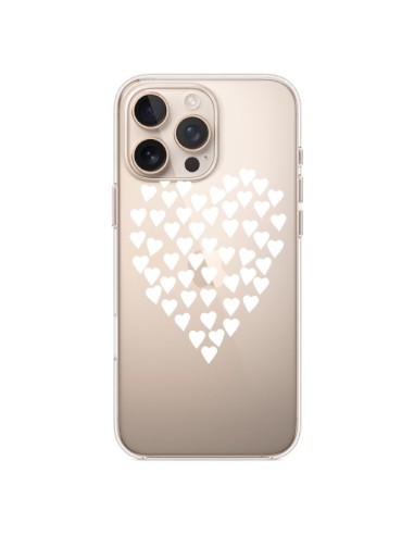 Coque iPhone 16 Pro Max Coeurs Heart Love Blanc Transparente - Project M