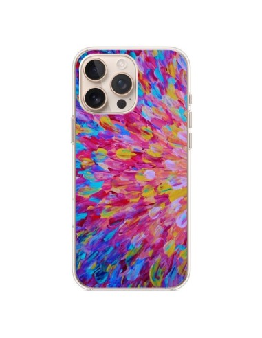 Coque iPhone 16 Pro Max Fleurs Bleues Roses Splash - Ebi Emporium