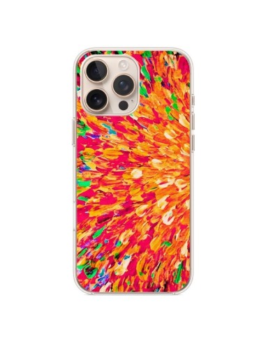 Coque iPhone 16 Pro Max Fleurs Oranges Neon Splash - Ebi Emporium