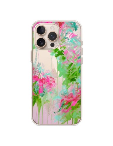 Coque iPhone 16 Pro Max Fleur Flower Rose Vert Transparente - Ebi Emporium