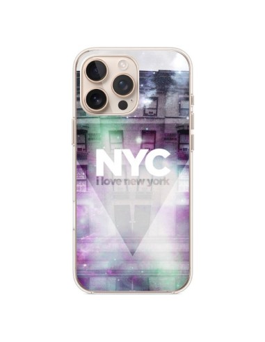 Coque iPhone 16 Pro Max I Love New York City Violet Vert - Javier Martinez