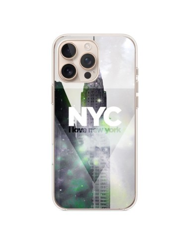 Coque iPhone 16 Pro Max I Love New York City Gris Violet Vert - Javier Martinez