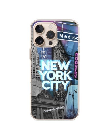 Coque iPhone 16 Pro Max New York City Buildings Bleu - Javier Martinez