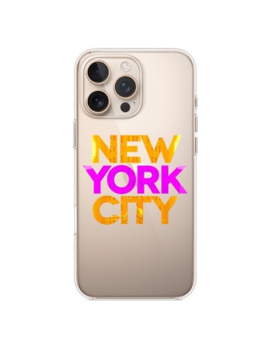 Coque iPhone 16 Pro Max New York City NYC Orange Rose Transparente - Javier Martinez