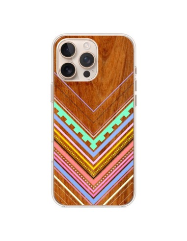 Coque iPhone 16 Pro Max Azteque Arbutus Pastel Bois Aztec Tribal - Jenny Mhairi