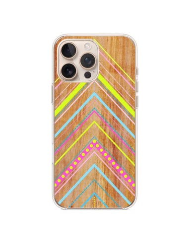 Coque iPhone 16 Pro Max Wooden Chevron Pink Bois Azteque Aztec Tribal - Jenny Mhairi