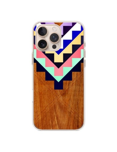 Coque iPhone 16 Pro Max Wooden Tribal Bois Azteque Aztec Tribal - Jenny Mhairi