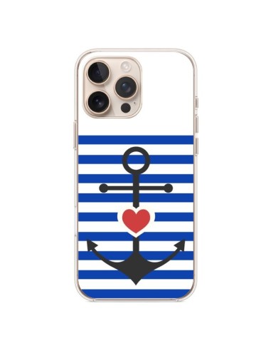 Coque iPhone 16 Pro Max Mariniere Encre Marin Coeur - Jonathan Perez