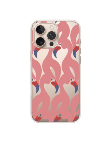 Coque iPhone 16 Pro Max Flamant Rose Flamingo Transparente - Dricia Do