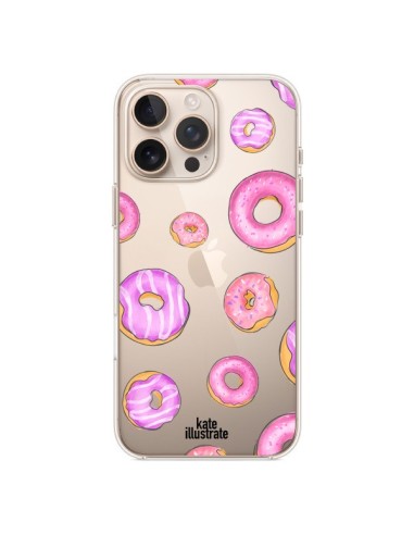 Coque iPhone 16 Pro Max Pink Donuts Rose Transparente - kateillustrate