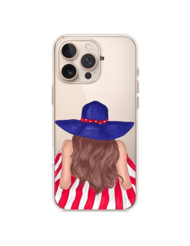 Coque iPhone 16 Pro Max Beah Girl Fille Plage Transparente - kateillustrate