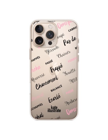 Coque iPhone 16 Pro Max Ballerina Ballerine Mots Transparente - kateillustrate