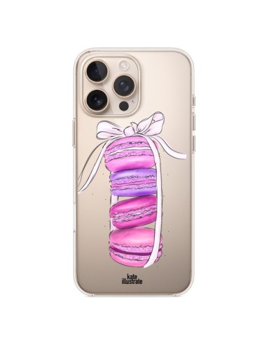 Coque iPhone 16 Pro Max Macarons Pink Purple Rose Violet Transparente - kateillustrate