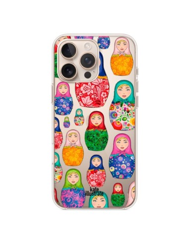 Coque iPhone 16 Pro Max Matryoshka Dolls Poupées Russes Transparente - kateillustrate