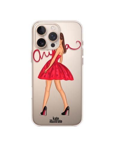 Coque iPhone 16 Pro Max Ariana Grande Chanteuse Singer Transparente - kateillustrate