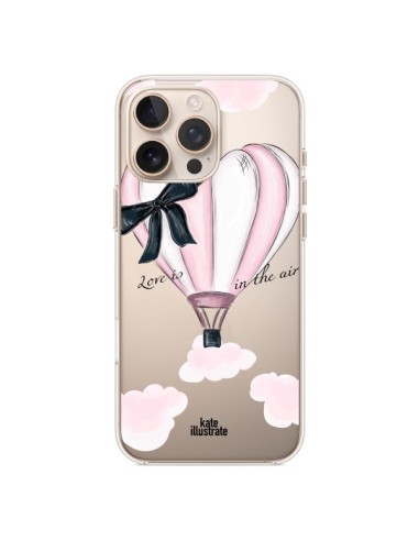 Coque iPhone 16 Pro Max Love is in the Air Love Montgolfier Transparente - kateillustrate