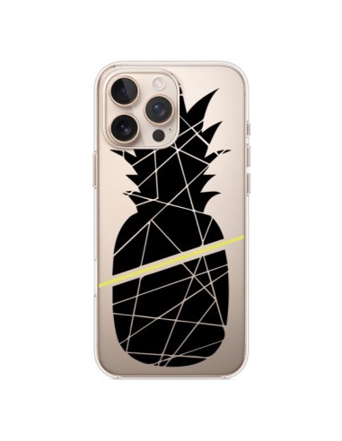 Coque iPhone 16 Pro Max Ananas Noir Transparente - Koura-Rosy Kane