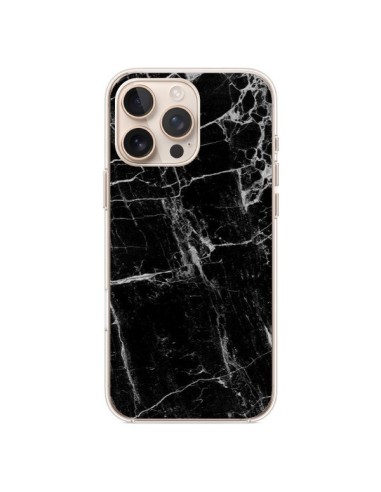 Coque iPhone 16 Pro Max Marbre Marble Noir Black - Laetitia