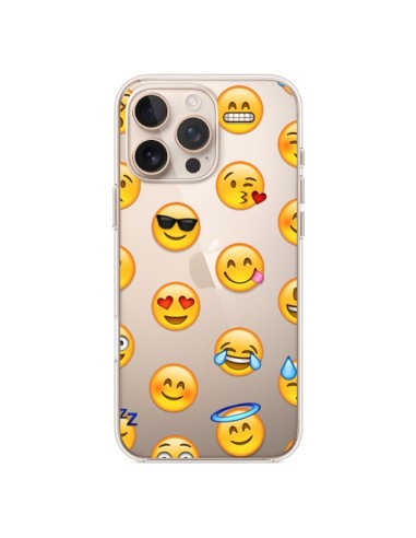 Coque iPhone 16 Pro Max Smiley Emoticone Emoji Transparente - Laetitia