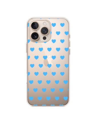 Coque iPhone 16 Pro Max Coeur Heart Love Amour Bleu Transparente - Laetitia