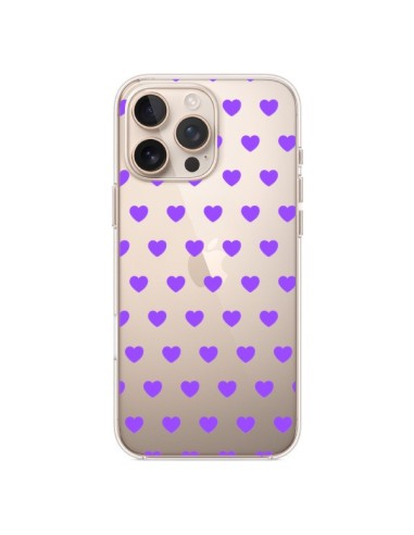 Coque iPhone 16 Pro Max Coeur Heart Love Amour Violet Transparente - Laetitia