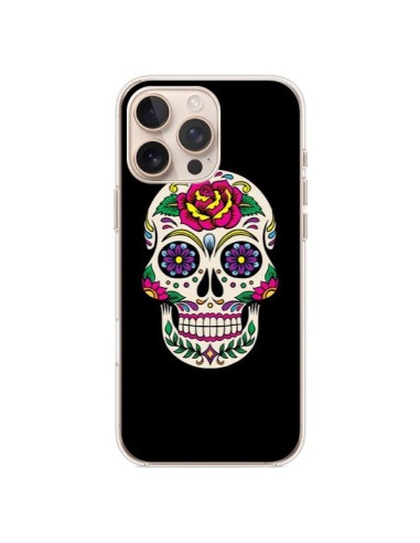 Coque iPhone 16 Pro Max Tête de Mort Mexicaine Multicolore Noir - Laetitia