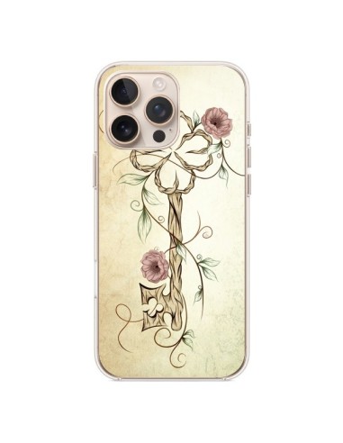 Coque iPhone 16 Pro Max Key Lucky Clef Flower - LouJah