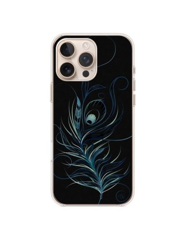 Coque iPhone 16 Pro Max Feather Plume Noir Bleu - LouJah