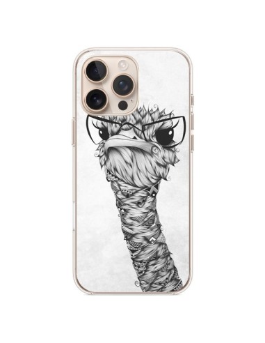 Coque iPhone 16 Pro Max Ostrich Autruche Noir et Blanc - LouJah