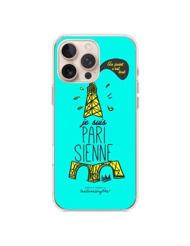 Coque iPhone 16 Pro Max Je suis Parisienne La Tour Eiffel Bleu - Leellouebrigitte