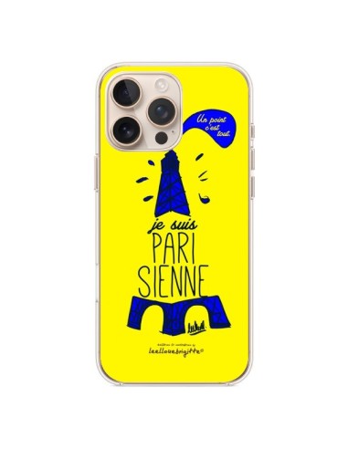 Cover iPhone 16 Pro Max Je suis Parisienne La Tour Eiffel Giallo - Leellouebrigitte