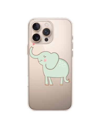 Coque iPhone 16 Pro Max Elephant Elefant Animal Coeur Love  Transparente - Petit Griffin